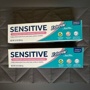2 Natural White Sensitive Toothpaste Extreme Whitening 3.4 Oz Exp. 08/28